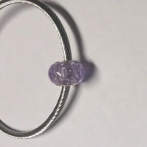 Purple "Crushed‎ Glass" Charm for Pandora Style Bracelet